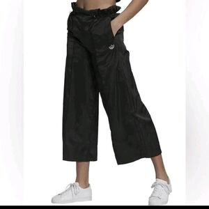 Adidas Black Wide-Leg Cropped Track Pants